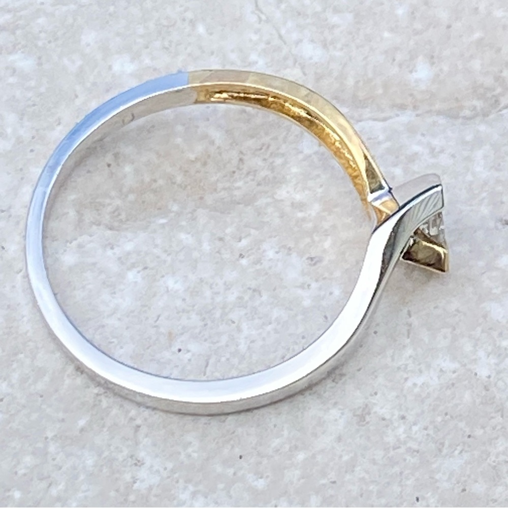 10k Gold Diamond Solitaire Ring Solid Two Tone 10… - image 3